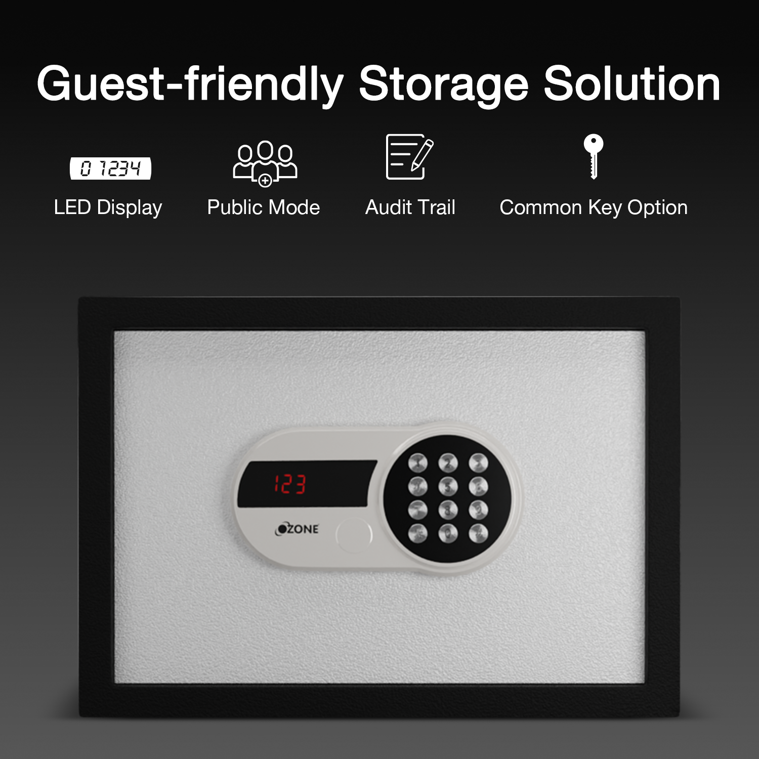 Ozone 15.9 Litres Digital Safe Locker for Hotels – Digital Lock, 1-Way Unlocking (Password), Size: 250H x 350W x 200D mm, Weight: 9.2kg, 2-Year Warranty - Ozone Group