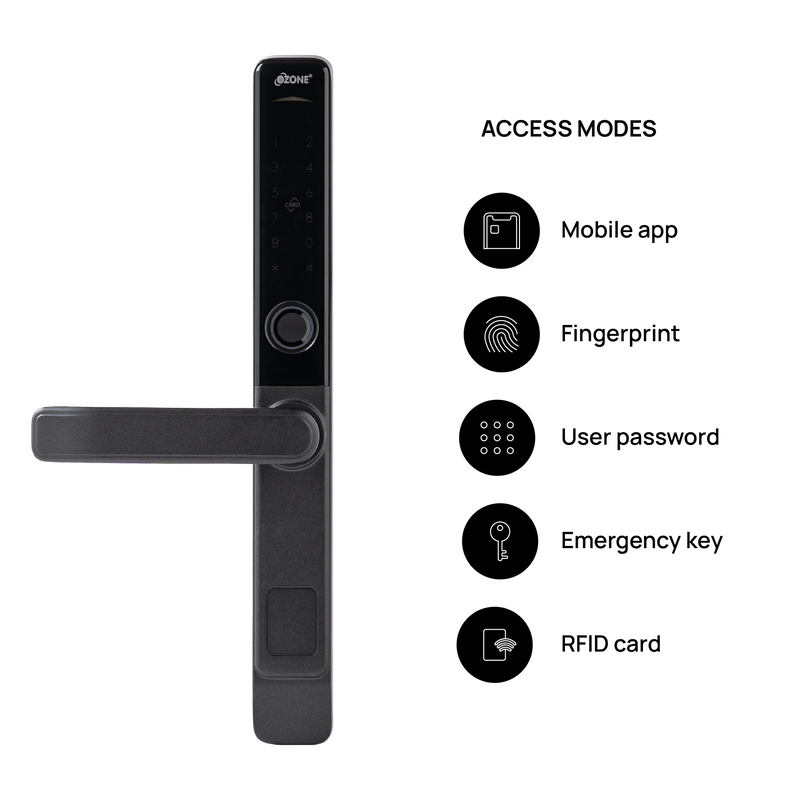 Ozone OZ-FDL-33 Life SW STD Narrow Style 5 in 1 Digital Lock Sliding Doors, Black