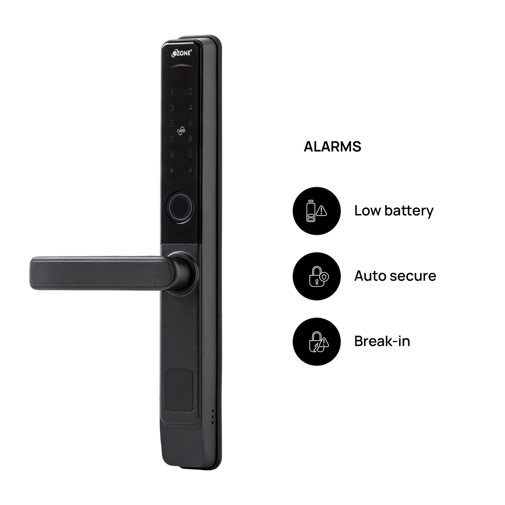 Ozone Narrow Style Wi-Fi Smart Door Lock with 4-way access for Swing Doors | Door Thickness: 35-80 mm - Ozone Group