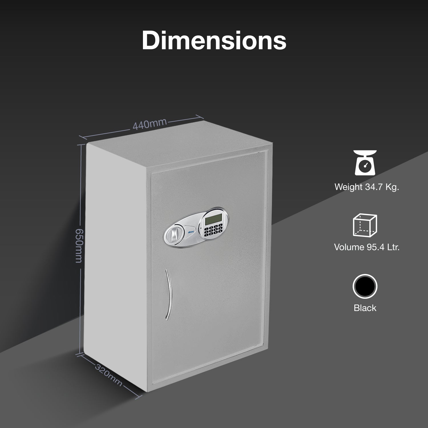 Ozone Eco-BB-77 | Digital Safe | 95.4 Litres (Grey)