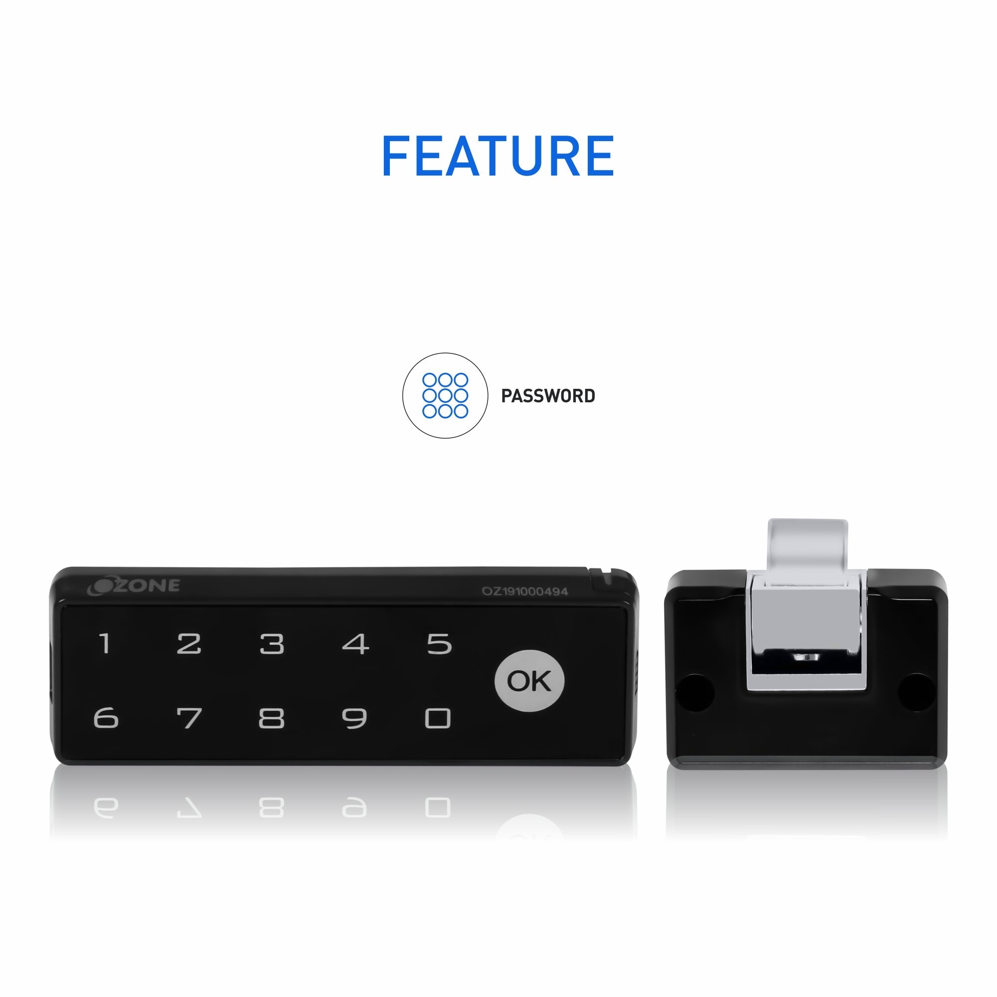 Ozone OZFL-601-PW, Electronic Furniture Lock (Black) - Ozone Group