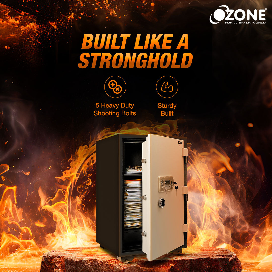 Ozone Fire-resistant Safe (220) for Home & Business | 2-way Access | Password & Emergency Key (145 Ltrs.)