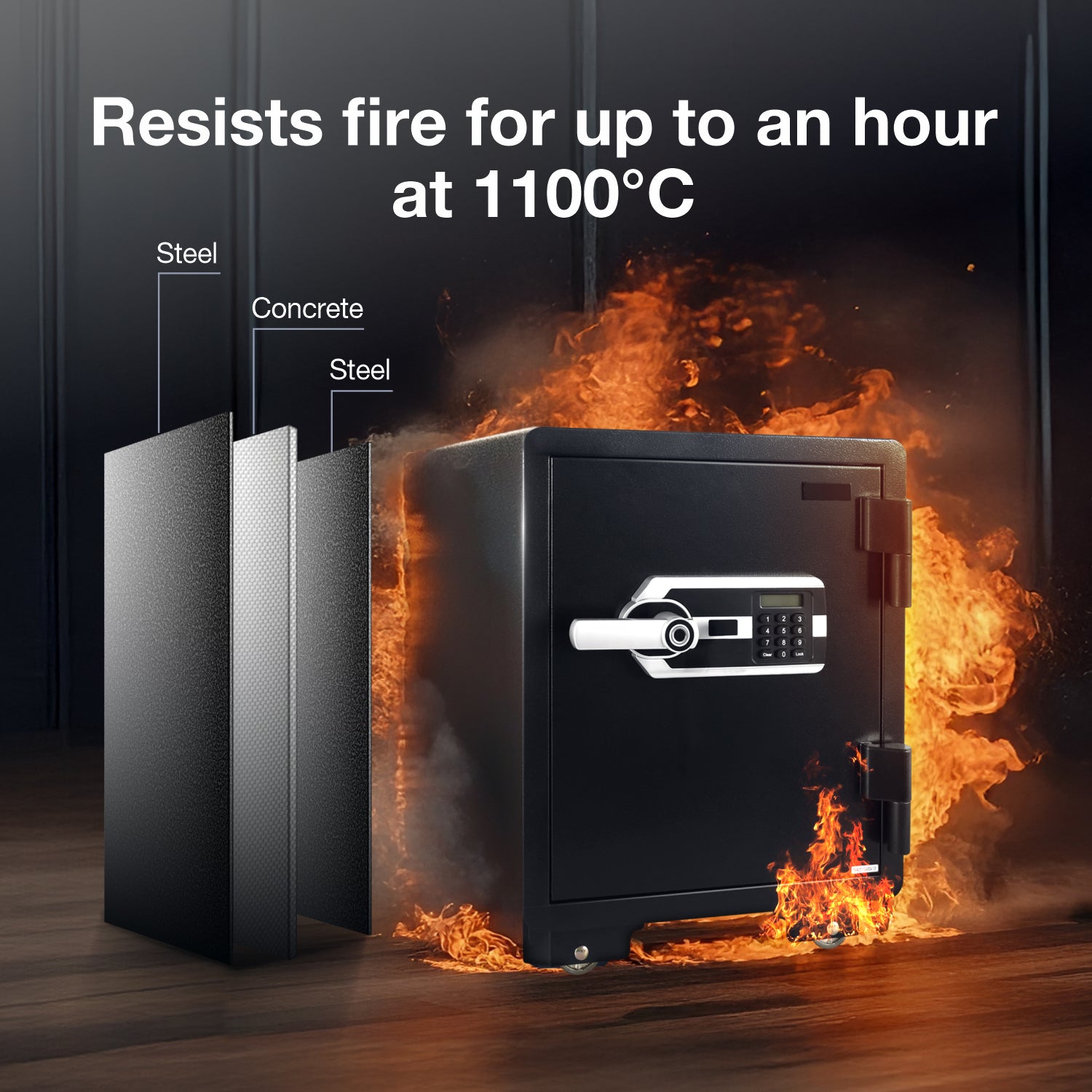 Ozone Fire Warrior FP 55 | Fingerprint Fire-resistant Safe | 40 Litres
