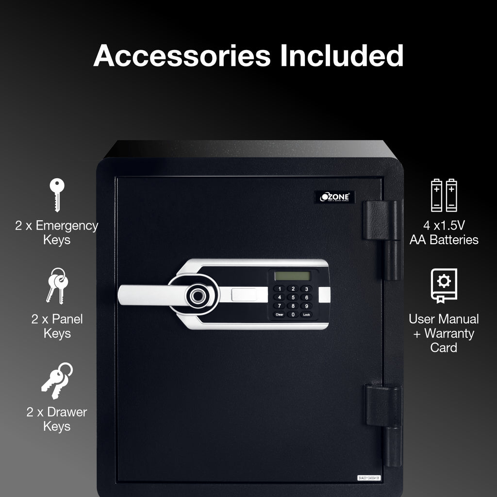 Ozone Fire Warrior FP 55 | Fingerprint Fire-resistant Safe | 40 Litres