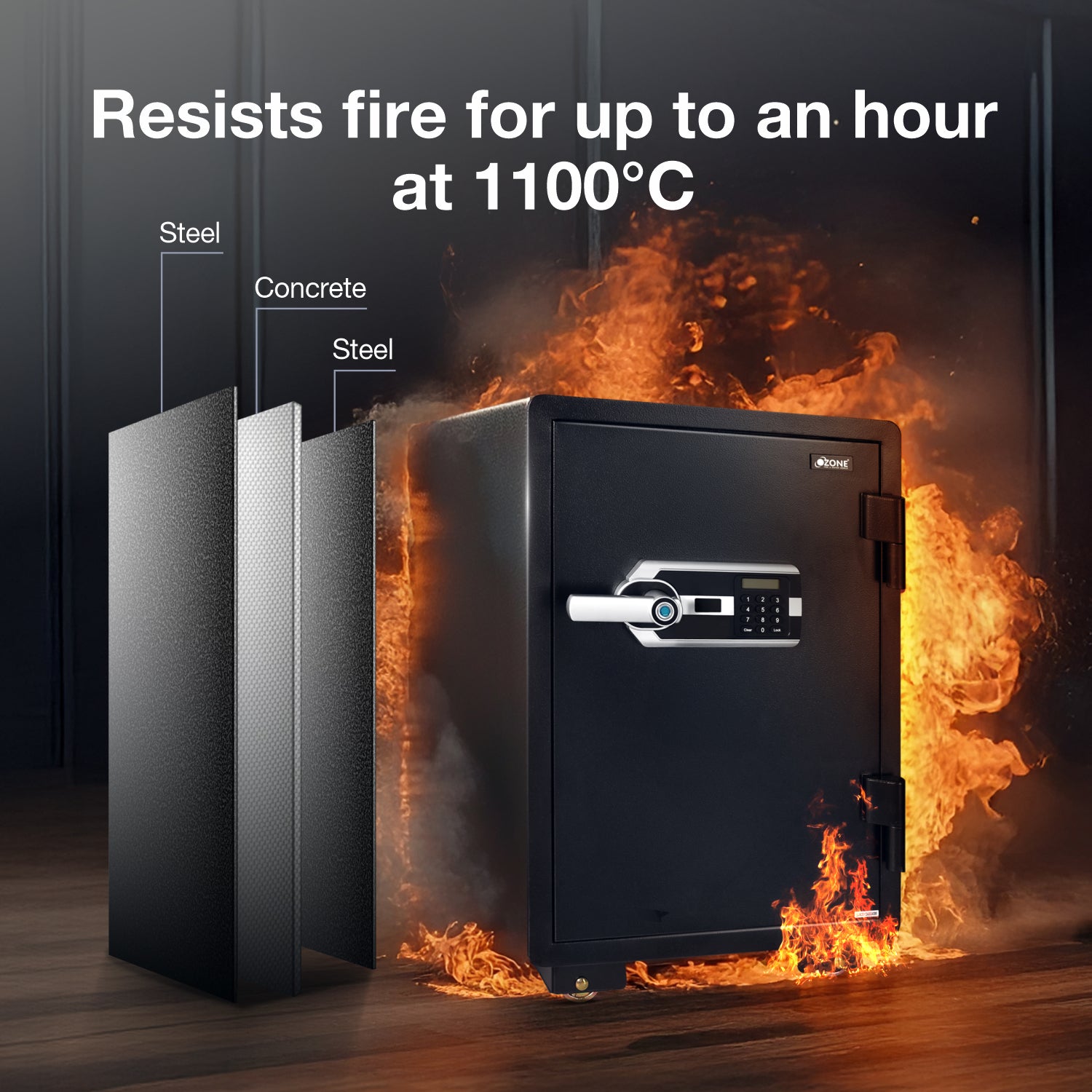 Ozone Fire Warrior FP 77 | Fingerprint Fire-resistant Safe | 67 Litres