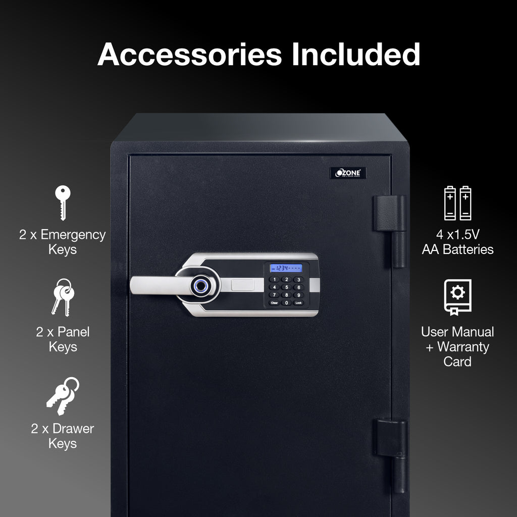 Ozone Fire Warrior FP 77 | Fingerprint Fire-resistant Safe | 67 Litres