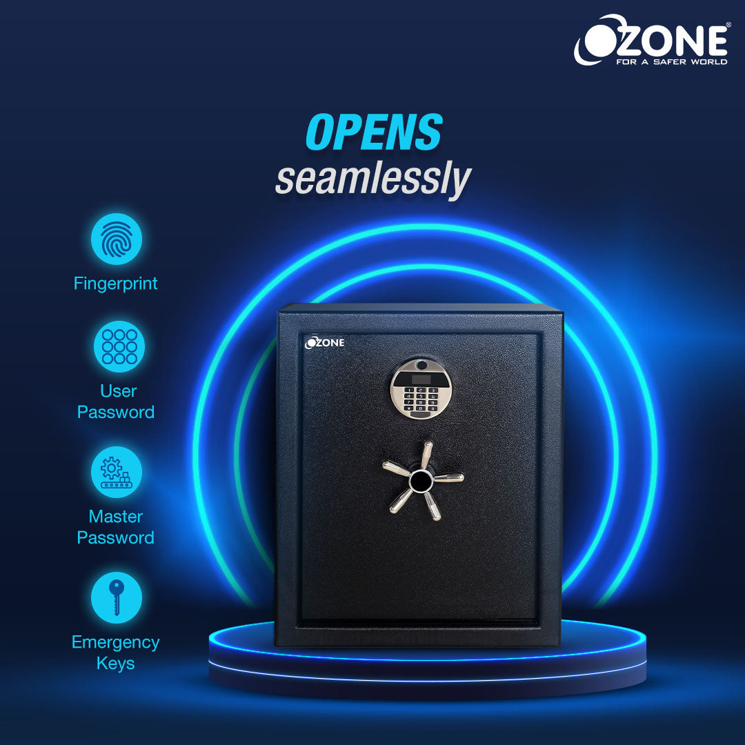 Ozone Anti-burglary Safe for Home & Business | 3-way Access | Fingerprint, Password & Emergency Key (78 Ltrs.)