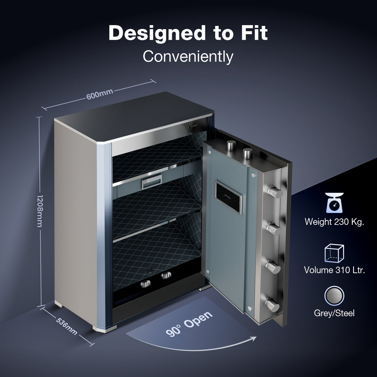 Exclusive Luxury Safe Locker for Home & Office – Fingerprint Lock, 3-in-1 Unlocking (OzoLife App, Fingerprint & Password), 2-Year Warranty