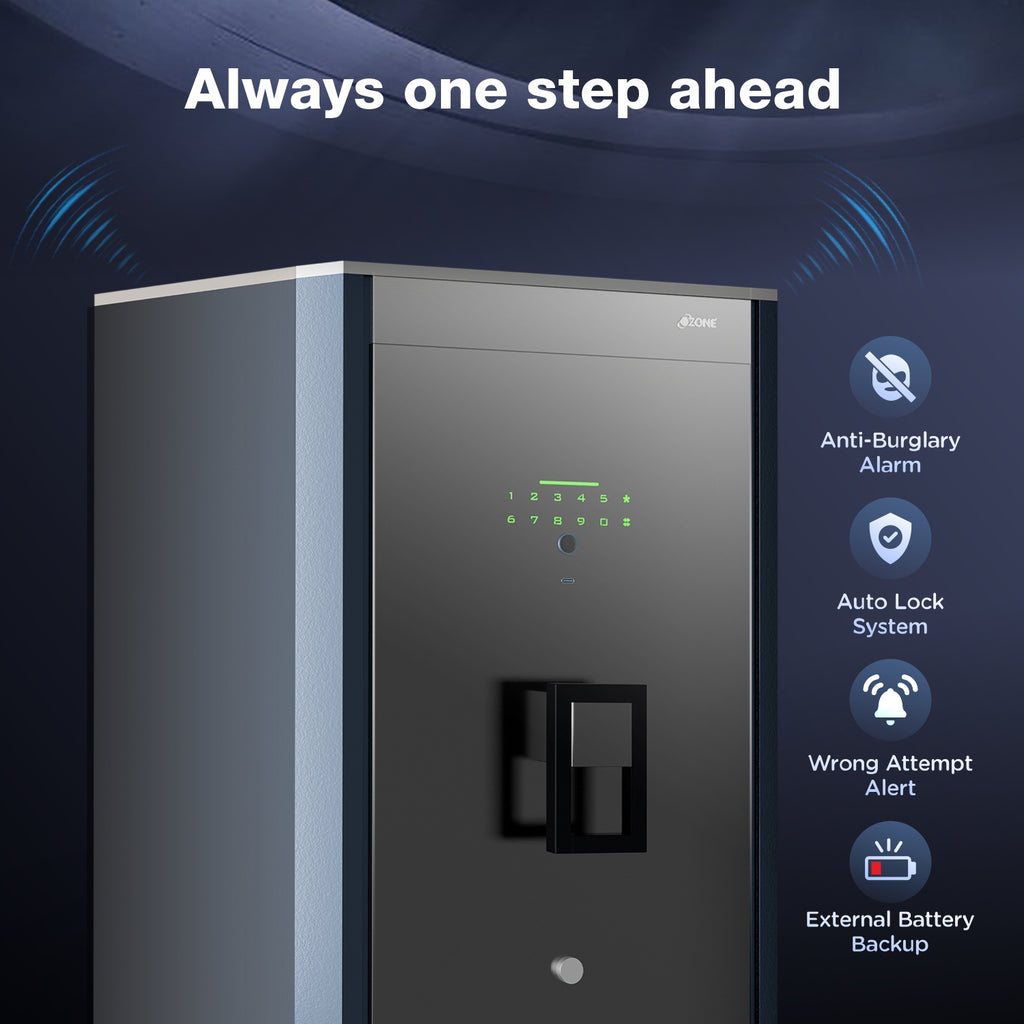 Exclusive Luxury Safe Locker for Home & Office – Fingerprint Lock, 3-in-1 Unlocking (OzoLife App, Fingerprint & Password), 2-Year Warranty