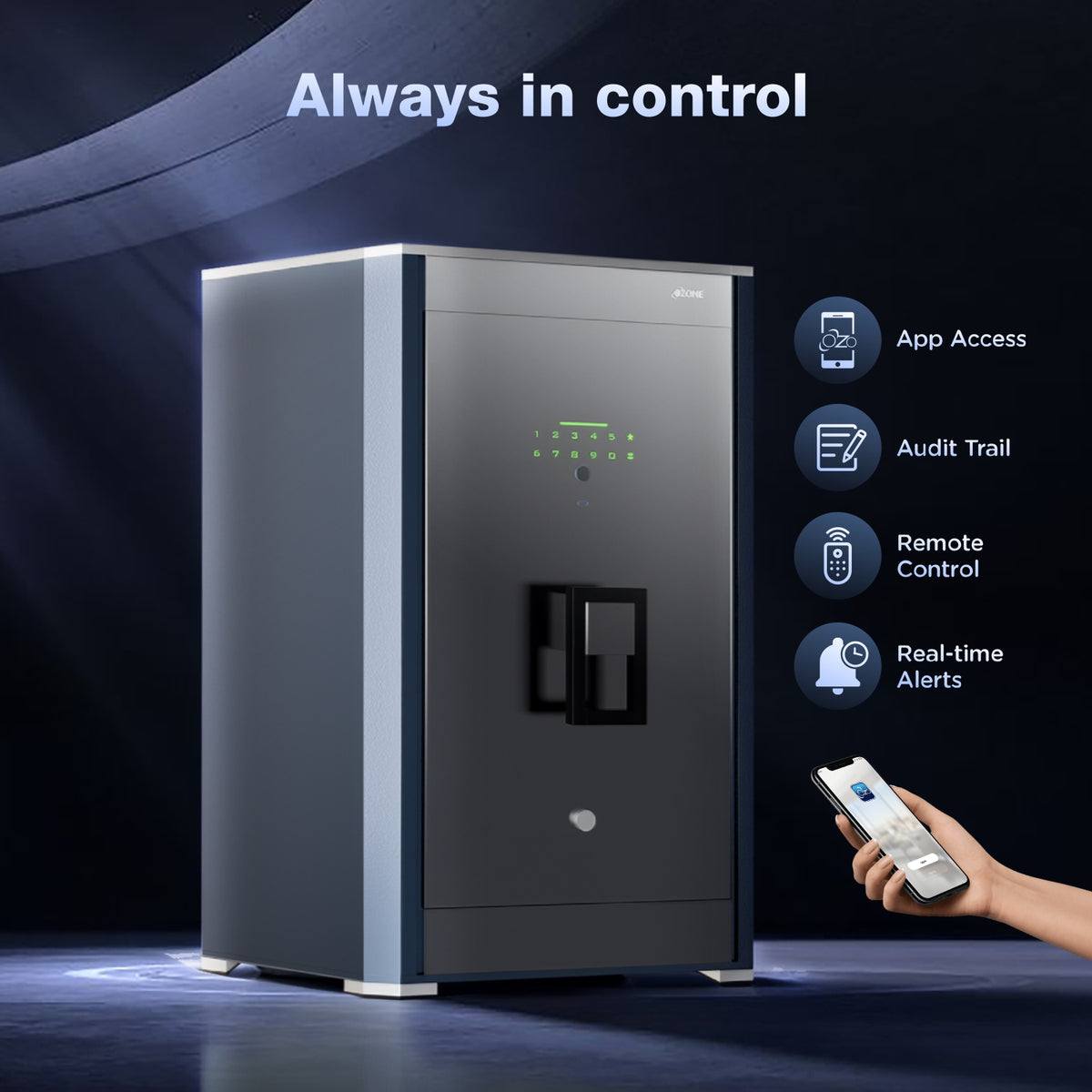 Exclusive Luxury Safe Locker for Home & Office – Fingerprint Lock, 3-in-1 Unlocking (OzoLife App, Fingerprint & Password), 2-Year Warranty