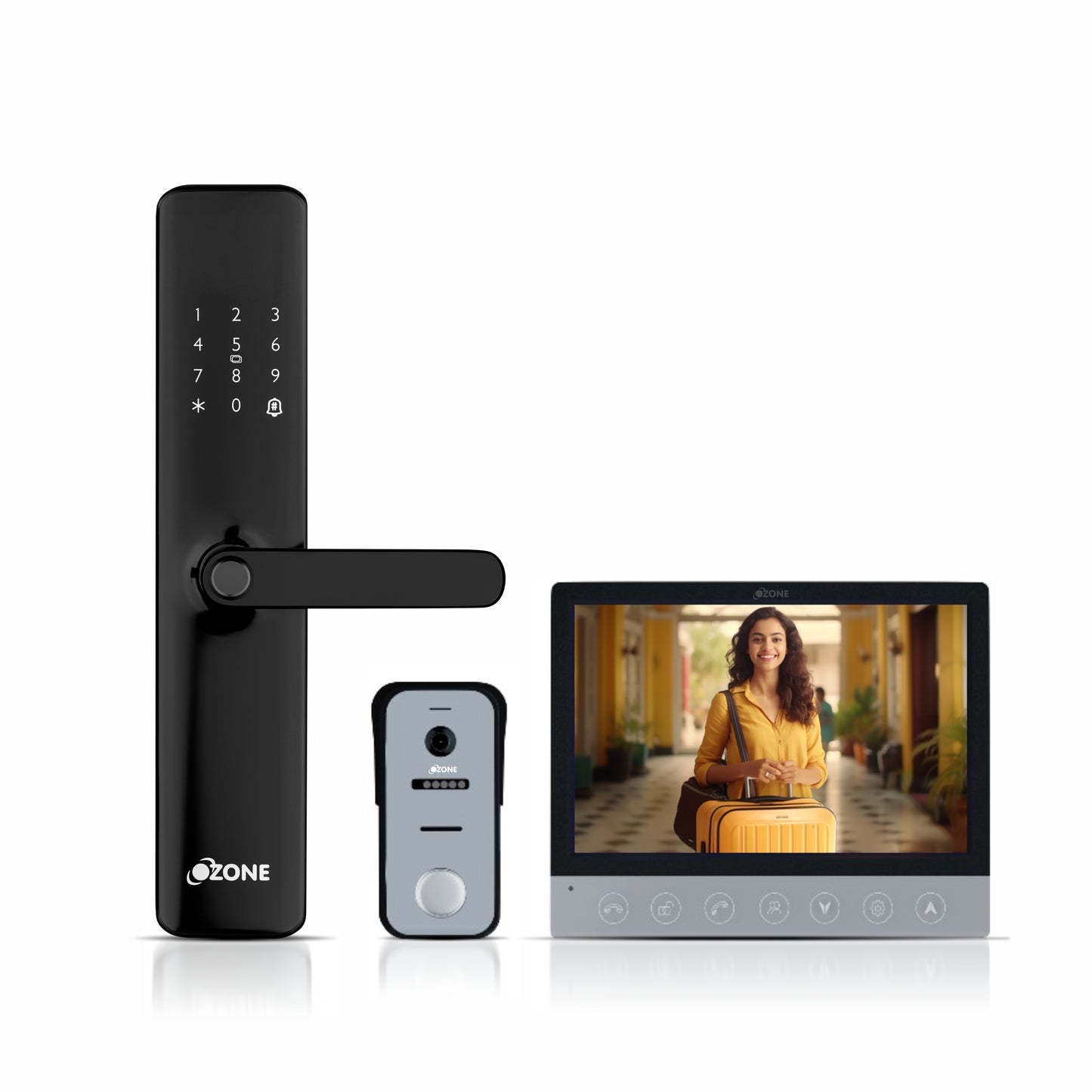 Ozone IRIS-11 Wi-Fi Smart Lock with Video Door Phone/Bell | Door Thickness: 35-110 mm