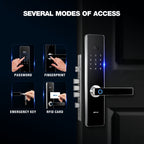 Ozone Morphy Plus Smart Door Lock with 3-way access | Door Thickness: 35-100 mm (Satin Chrome)