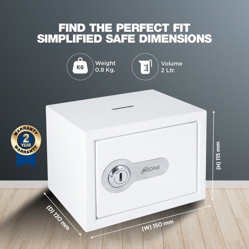 Ozone Money Bank, 2 Litre, Safety Solutions Manual Key Small Locker Safe - Blue and White