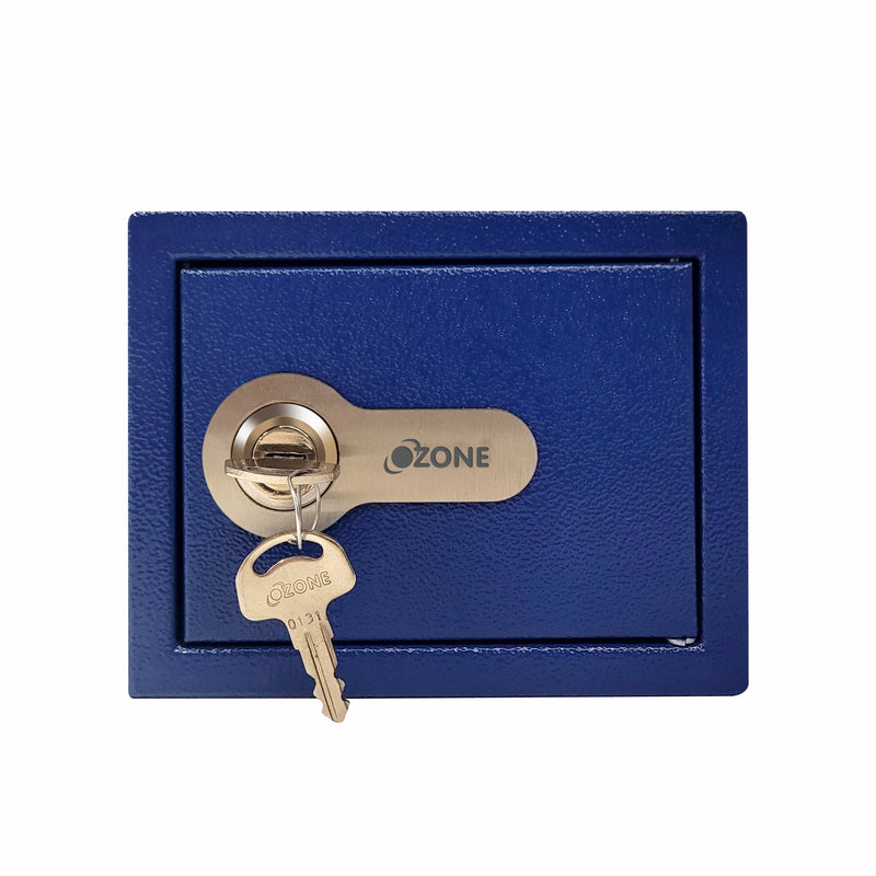 Ozone Money Bank, 2 Litre, Safety Solutions Manual Key Small Locker Safe - Blue and White