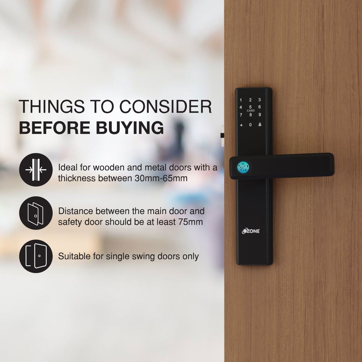 Morphy Life Lite-2 Wi-Fi Smart Door Lock with 4-way access | Door Thickness: 30-65 mm - Ozone Group
