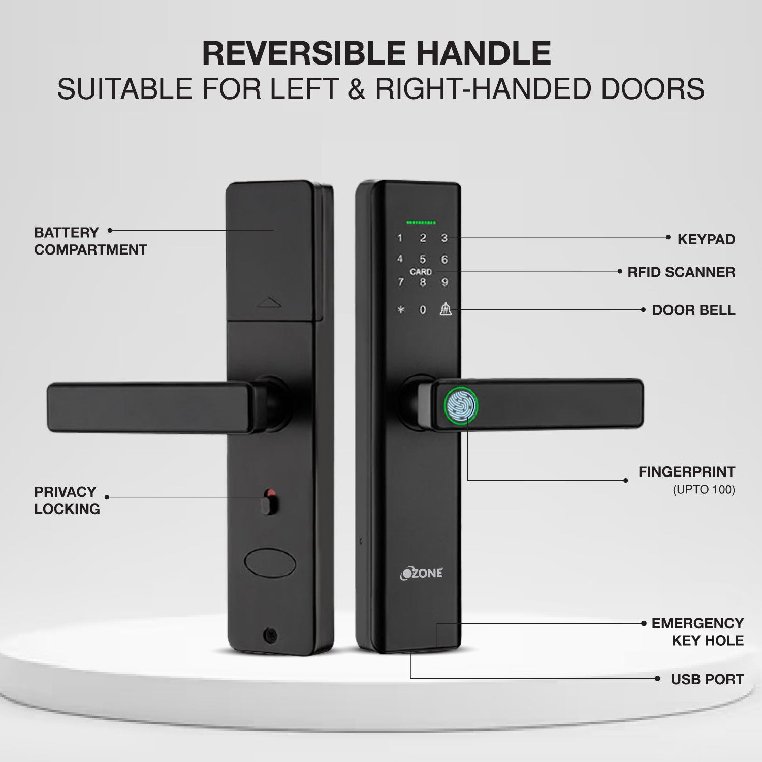 Morphy Life Lite-2 Wi-Fi Smart Door Lock with 4-way access | Door Thickness: 30-65 mm - Ozone Group