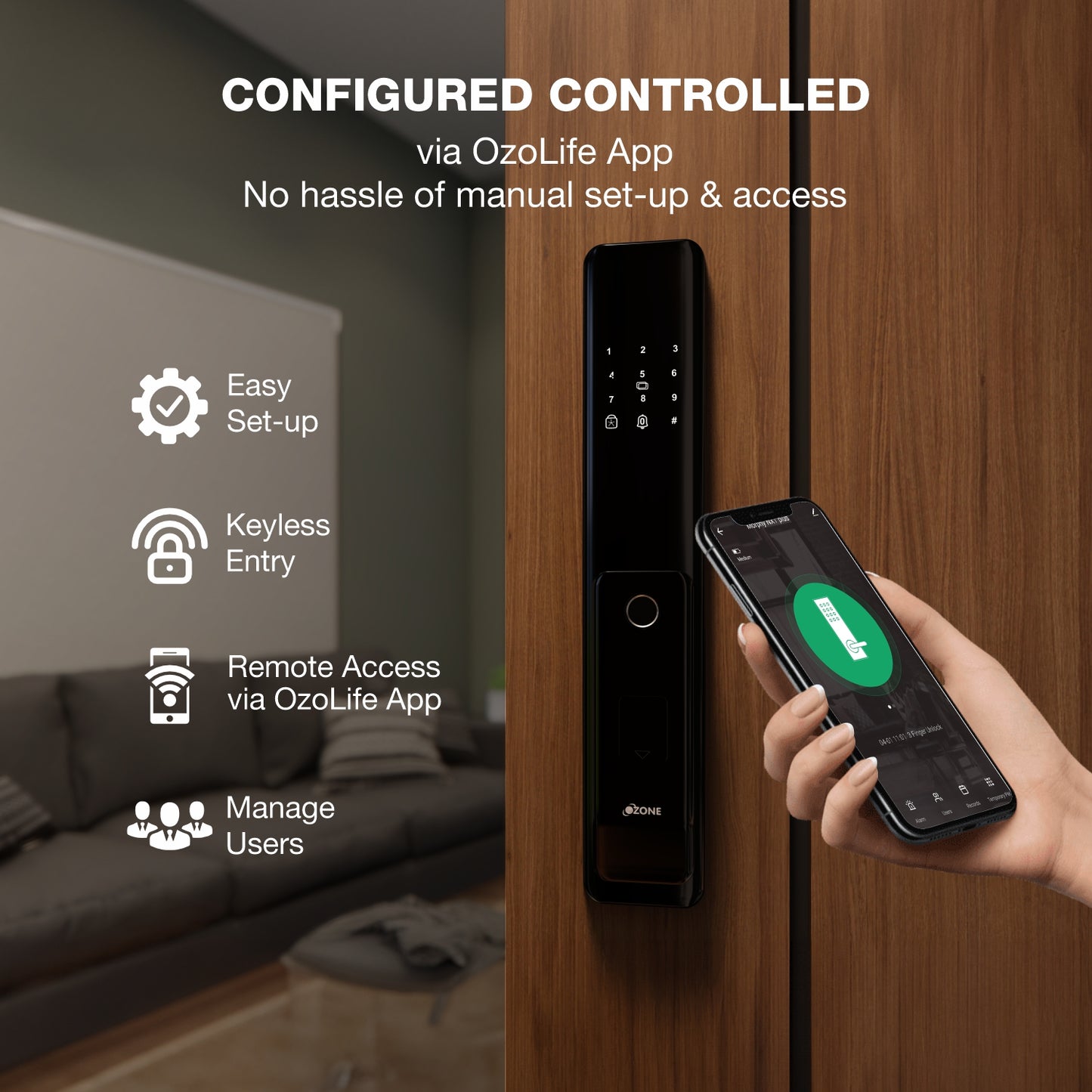 Ozone Morphy NXT Plus Wi-Fi Smart Lock with 5-way access | Door Thickness: 35-80 mm