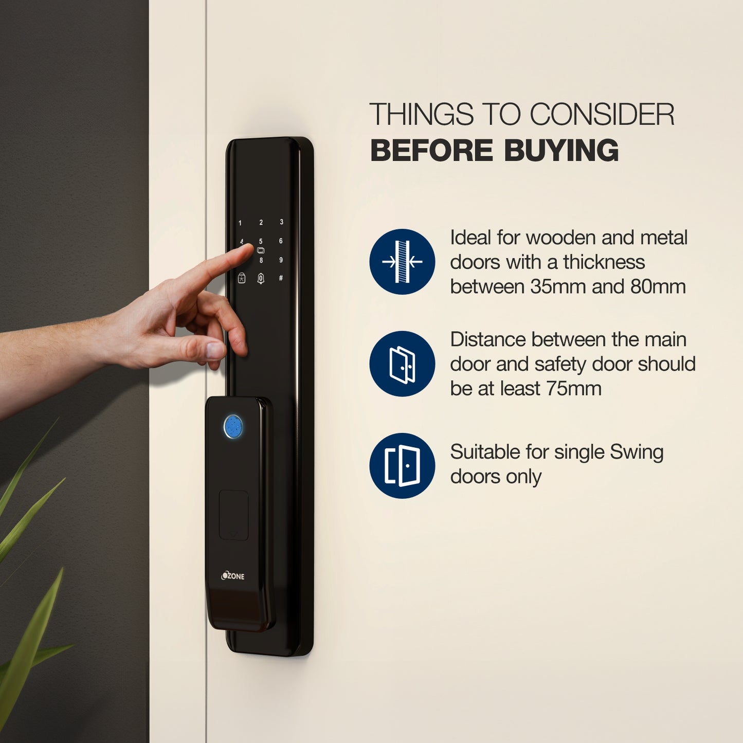Ozone Morphy NXT Plus Wi-Fi Smart Lock with 5-way access | Door Thickness: 35-80 mm