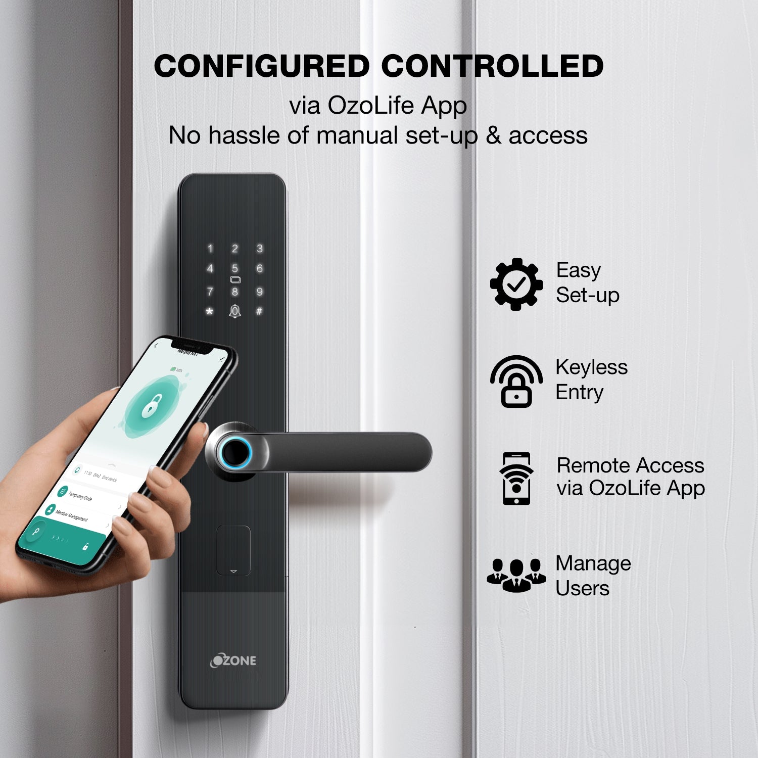 Ozone Morphy NXT Bluetooth Smart Door Lock with 4-way access | Door Thickness: 35-80 mm - Ozone Group