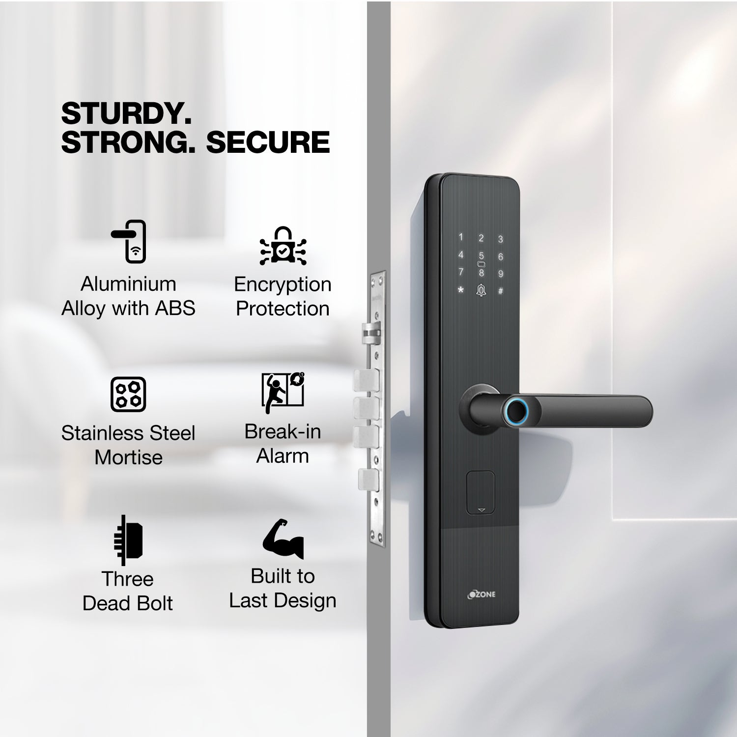 Ozone Morphy NXT Bluetooth Smart Door Lock with 4-way access | Door Thickness: 35-80 mm - Ozone Group