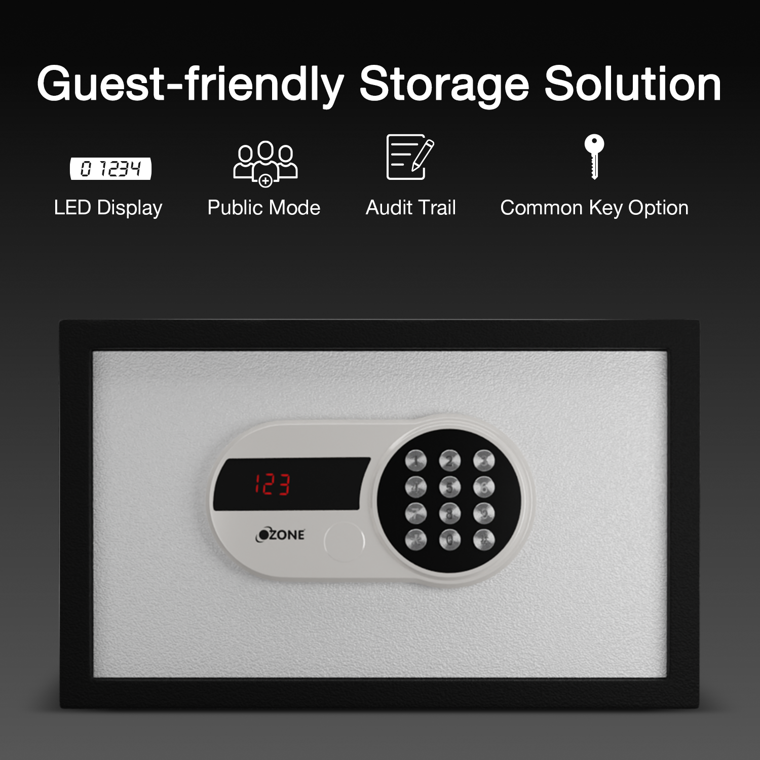 Ozone 9 Litres Digital Safe Locker for Hotels – Digital Lock, 1-Way Unlocking (Password), Size: 200H x 350W x 200D mm, Weight: 5.9kg, 2-Year Warranty - Ozone Group