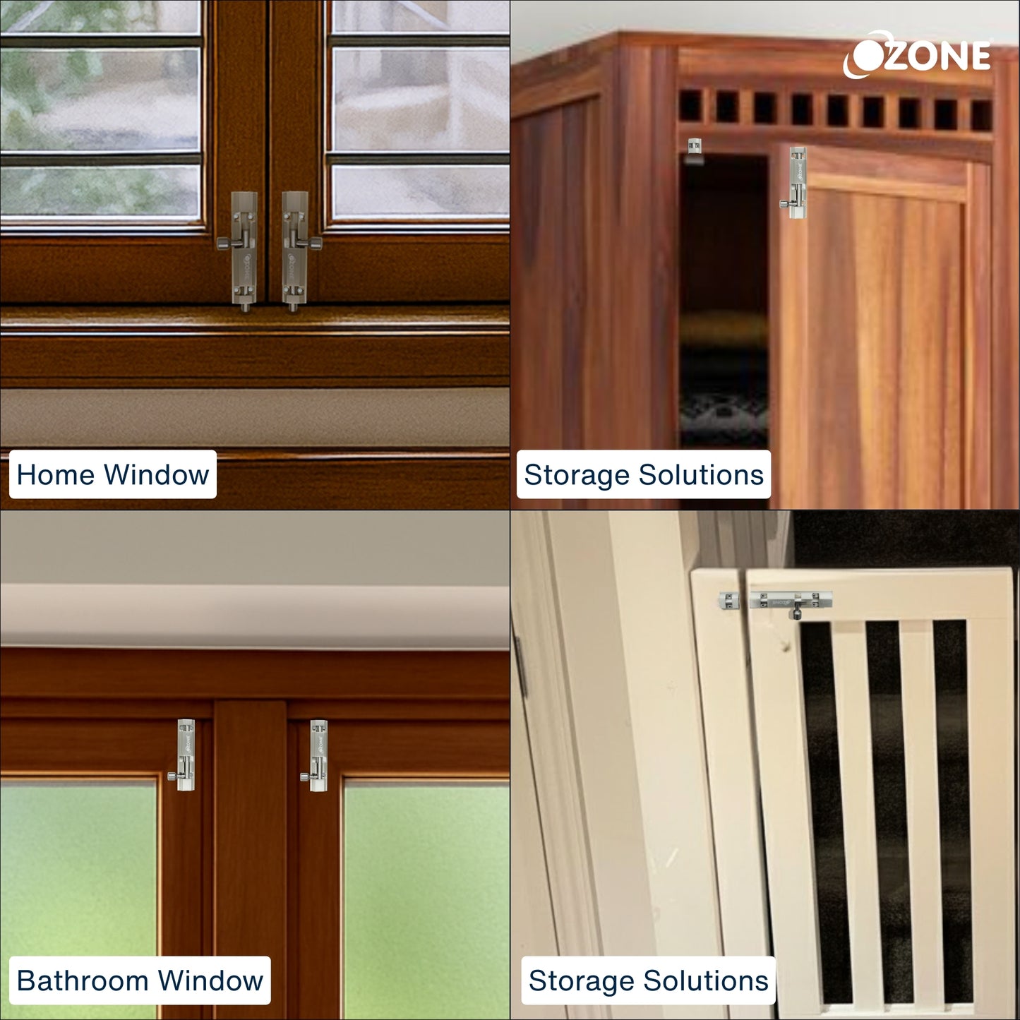 Ozone Aluminium Tower Bolt - 4| Sleek, Rust-Resistant Bolt for Wooden Doors