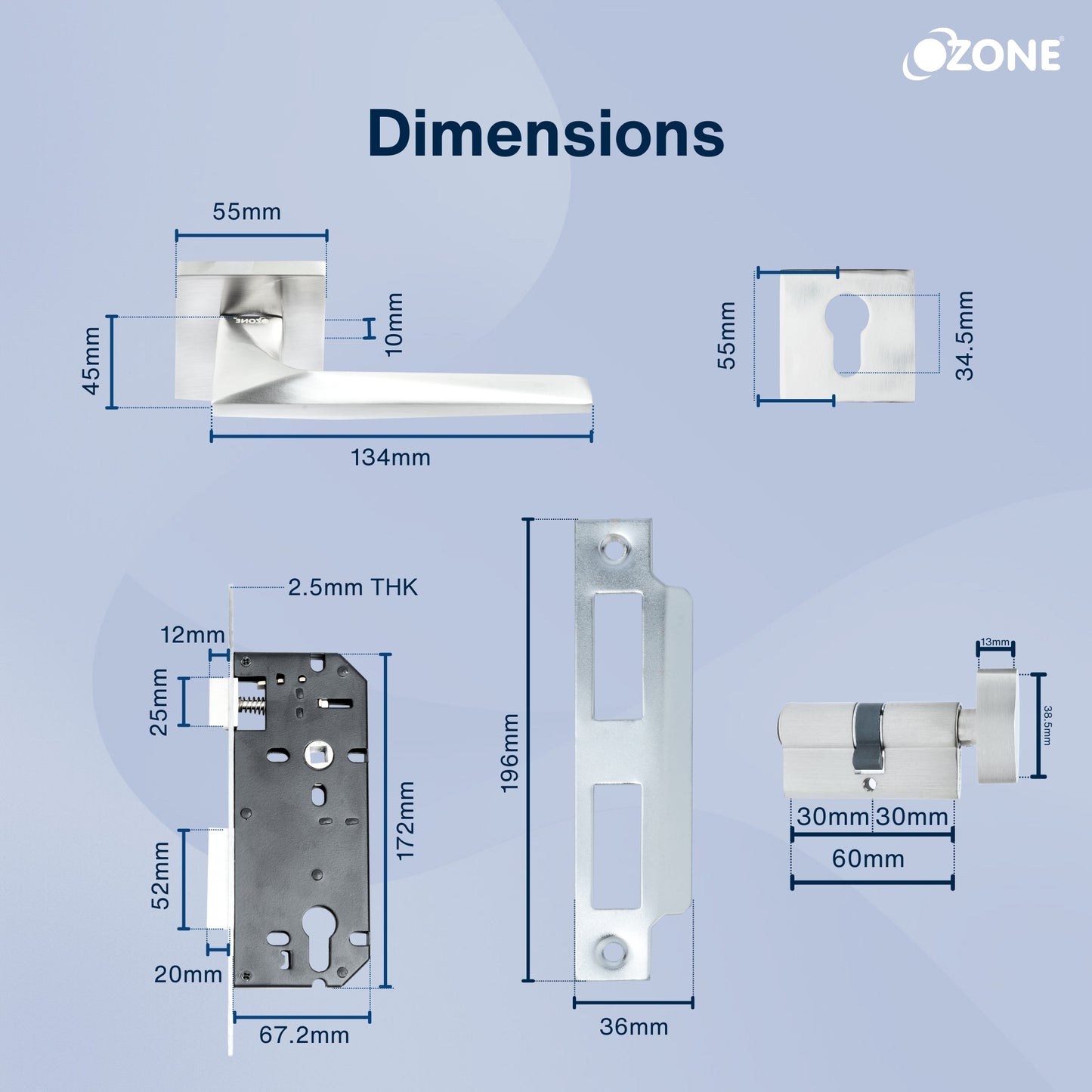Ozone Zinc Handle On Rose Combi-set| 1-Year Warranty