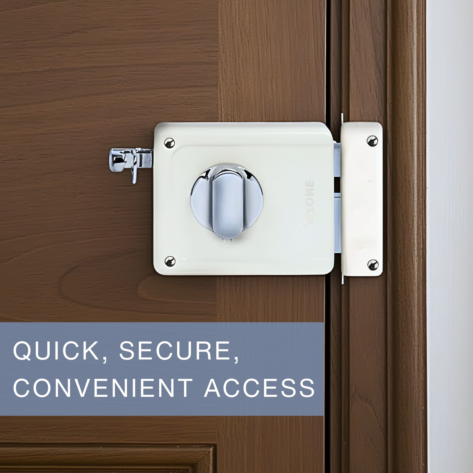 Ozone Surface-Mounted Main Door Rim Lock | Premium Build with 5-Years Warranty | For 30–85 mm Wooden Doors