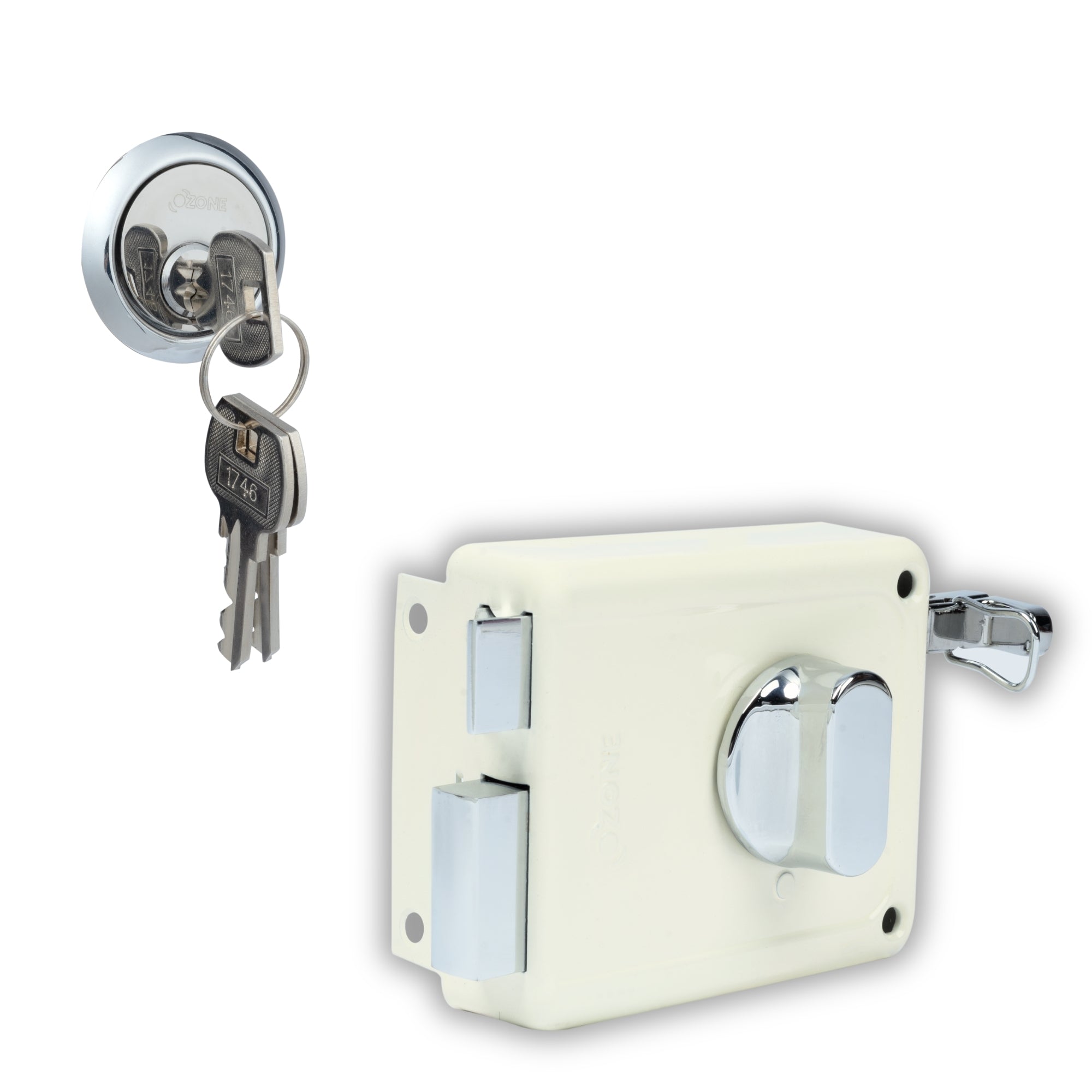 Ozone Surface-Mounted Main Door Rim Lock | Premium Build with 5-Years Warranty | For 30–85 mm Wooden Doors