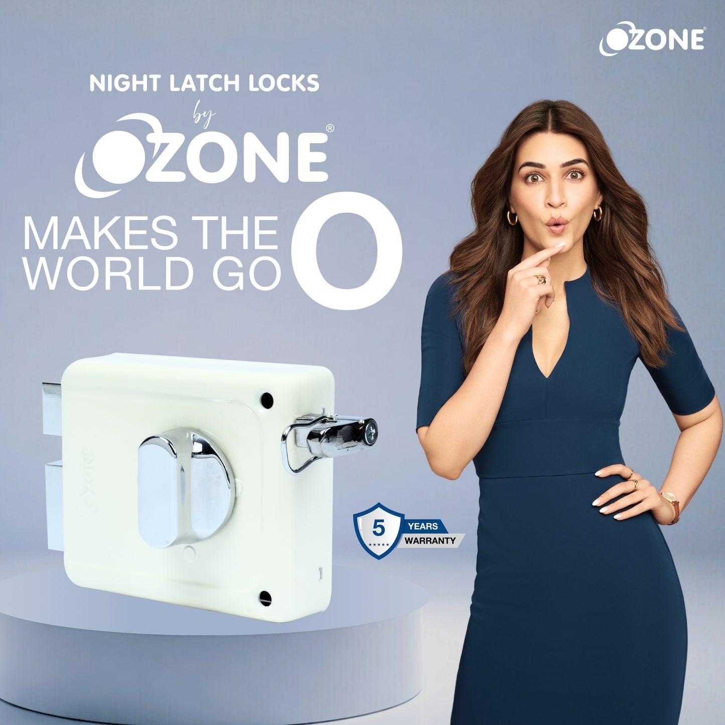 Ozone Surface-Mounted Main Door Rim Lock | Premium Build with 5-Years Warranty | For 30–85 mm Wooden Doors