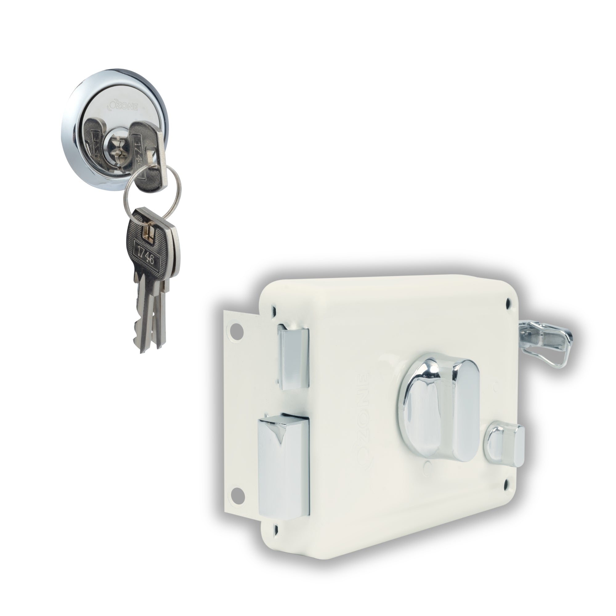 Ozone Surface-Mounted Main Door Rim Lock | Smooth Operation | Door Thickness: 30–85 mm