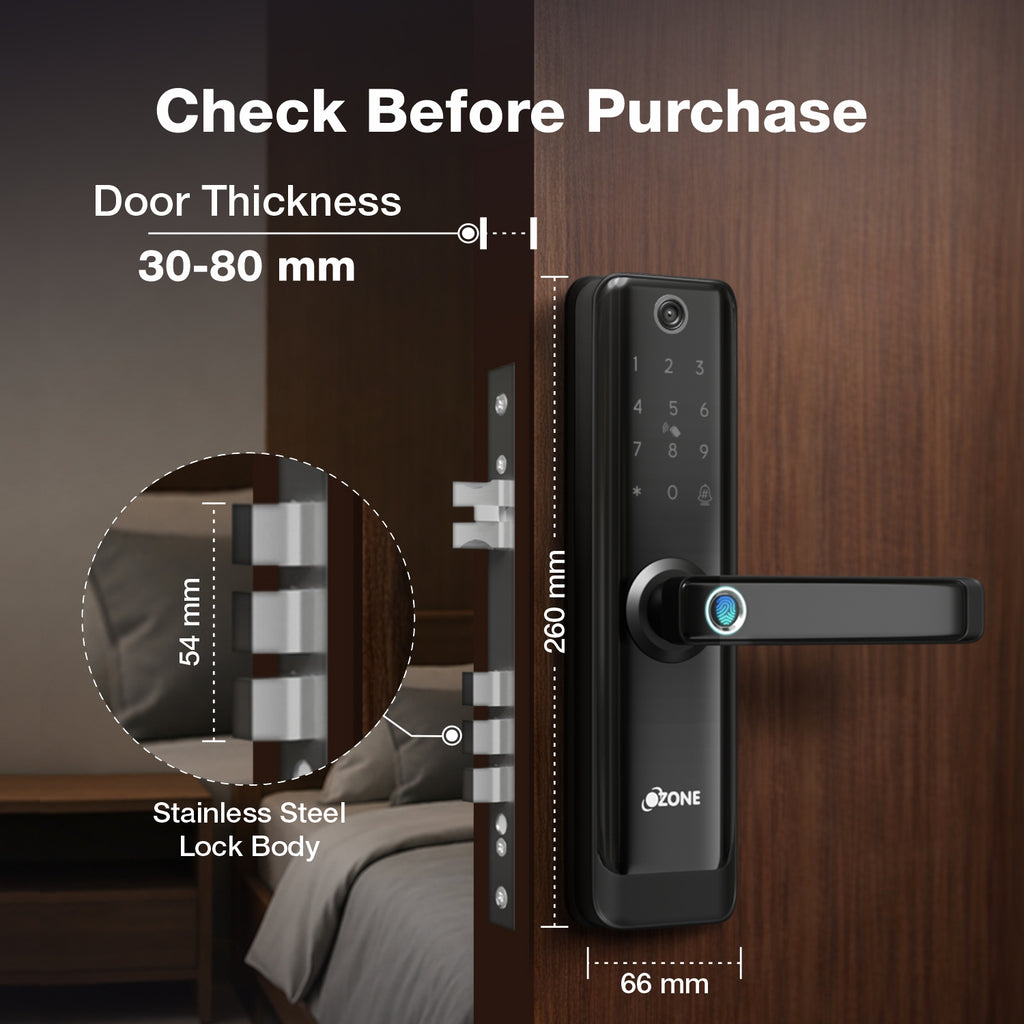 Atom-i Wi-Fi Smart Door Lock with a Built-in Camera with 4-way access | Door Thickness: 35-80 mm