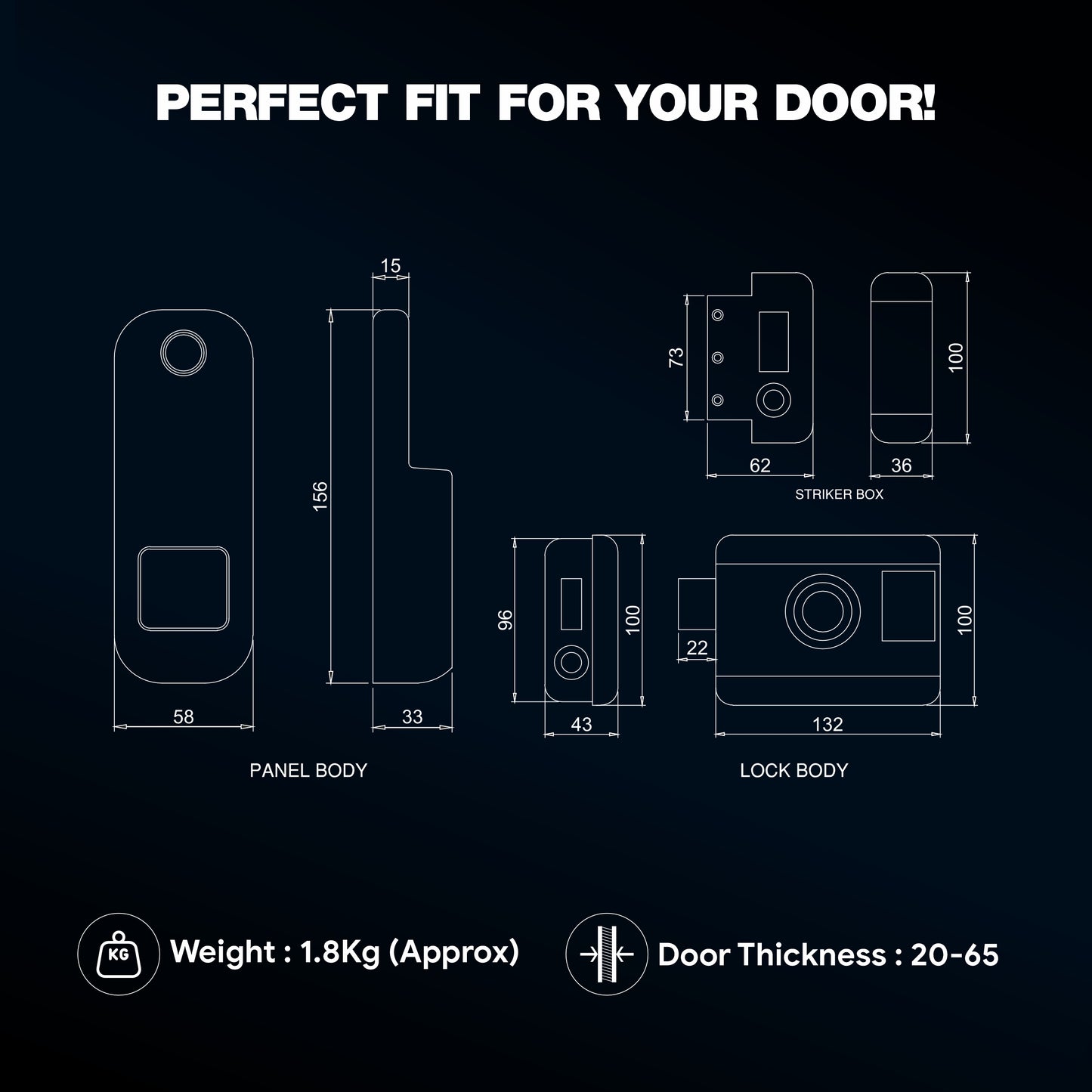 Cleo Life Std Smart Lock with 5-way Unlock for Internal Doors | Free Installation | Door Thickness: 20-65 mm