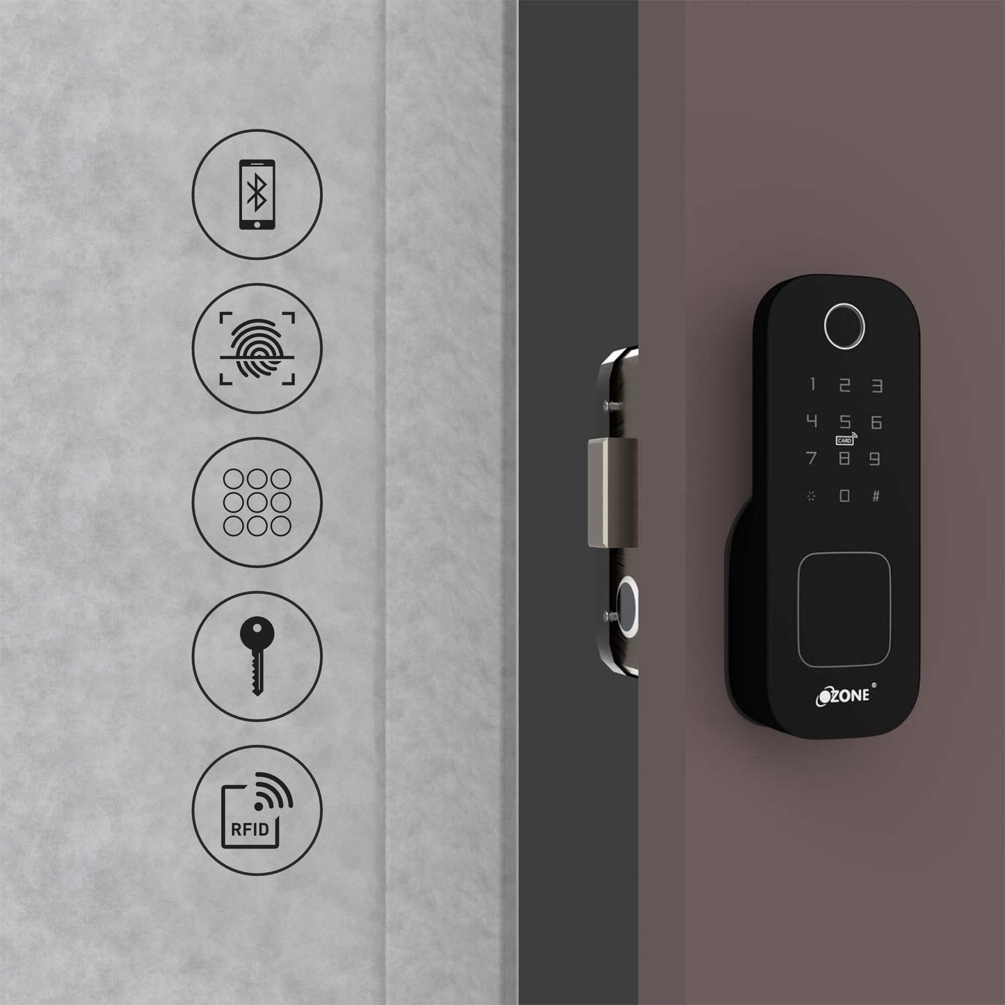 Ozone Cleo Life Wi-Fi Smart Lock with 5-way access | Door Thickness: 20-65 mm