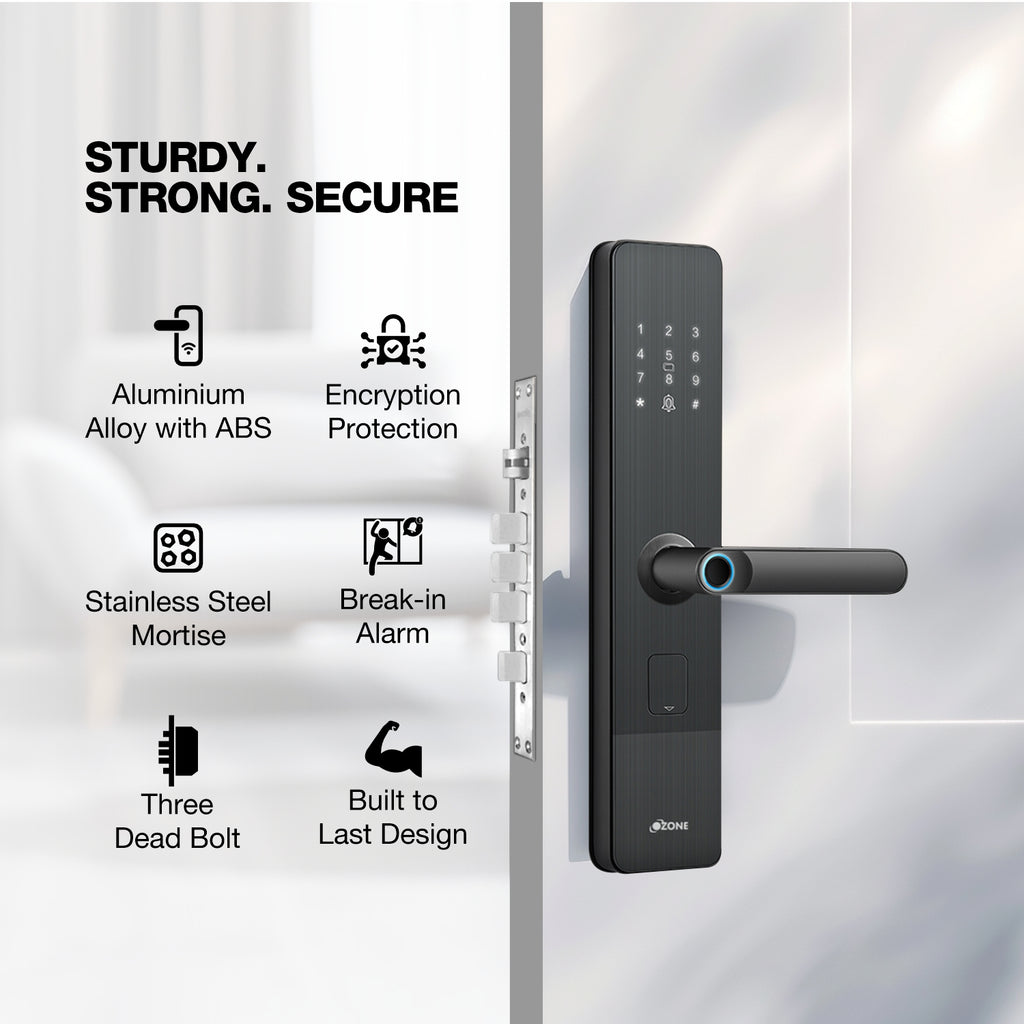 Ozone Morphy NXT Bluetooth Smart Door Lock with 4-way access | Door Thickness: 35-80 mm (Grey)