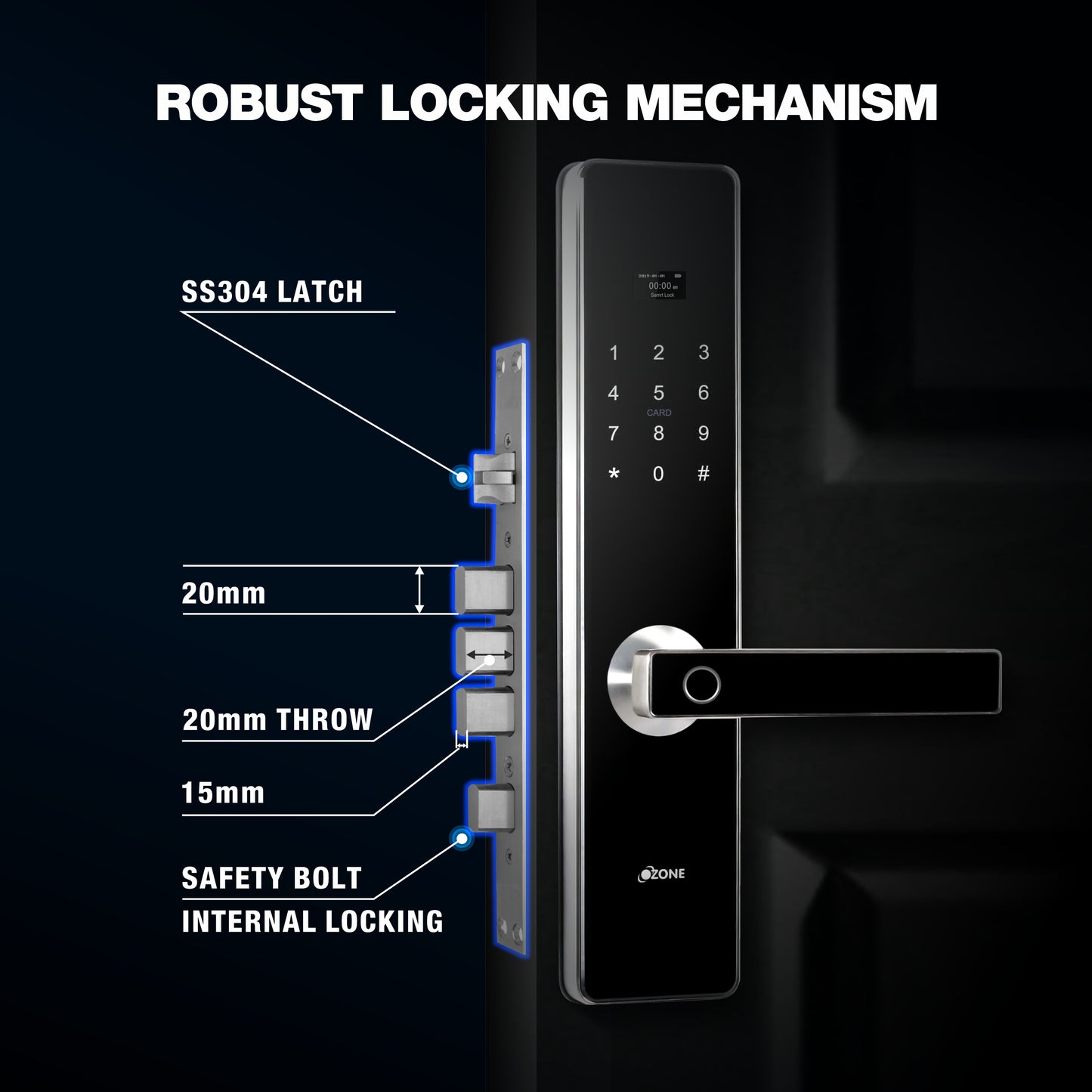 Morphy Std Smart Lock with 4-way Unlock for External Doors | Free Installation | Door Thickness: 35-100 mm