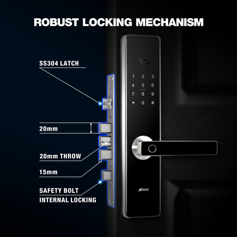 Ozone OZ-FDL-01-STD Smart Digital Main Door Lock Morphy BT Plus Black
