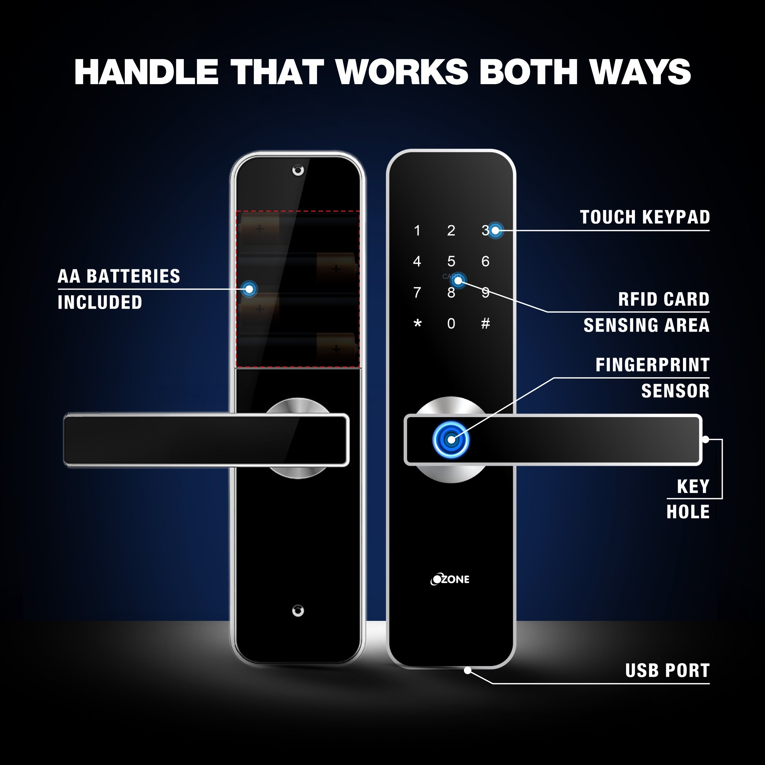 Buy Ozone OZ-FDL-02 Life Std Black Smart Door Lock | Ozokart – ozokart