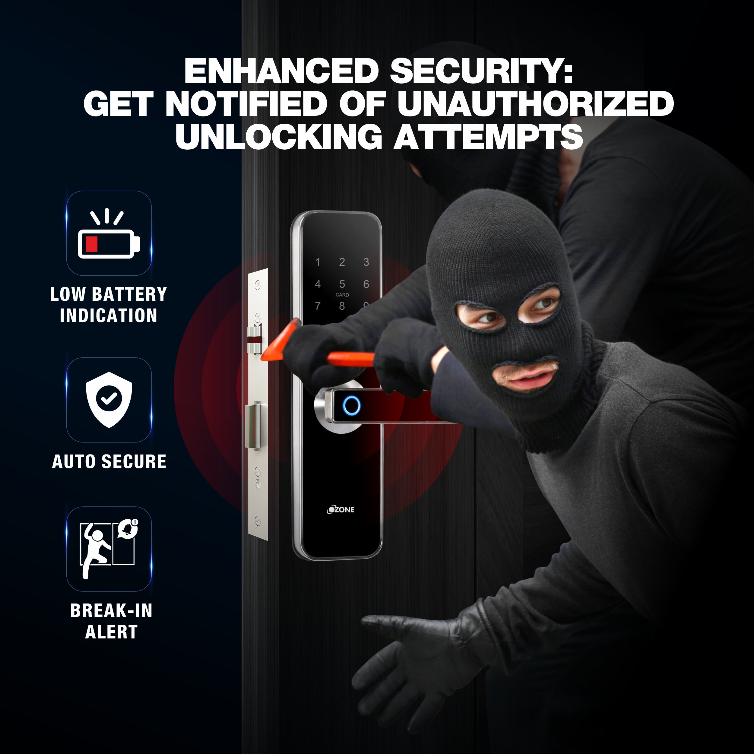 Buy Ozone OZ-FDL-02 Life Std Black Smart Door Lock | Ozokart – Ozone Group
