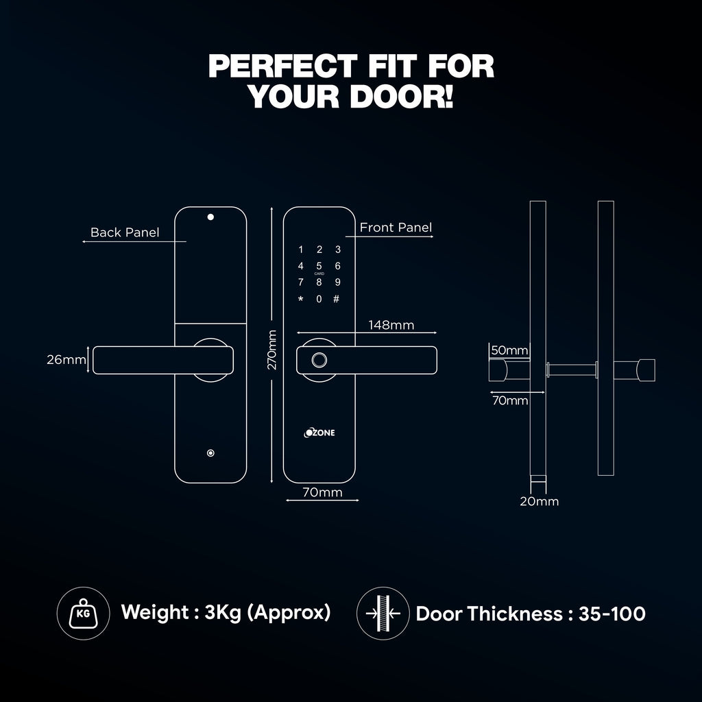 Ozone Morphy M Life Wi-Fi Smart Lock with 5-way access | Door Thickness: 35-100 mm - Ozone Group