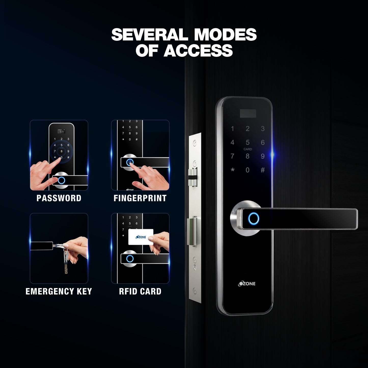 Morphy M Std Smart Lock with 4-way Unlock for Internal Doors | Free Installation | Door Thickness: 35-100 mm