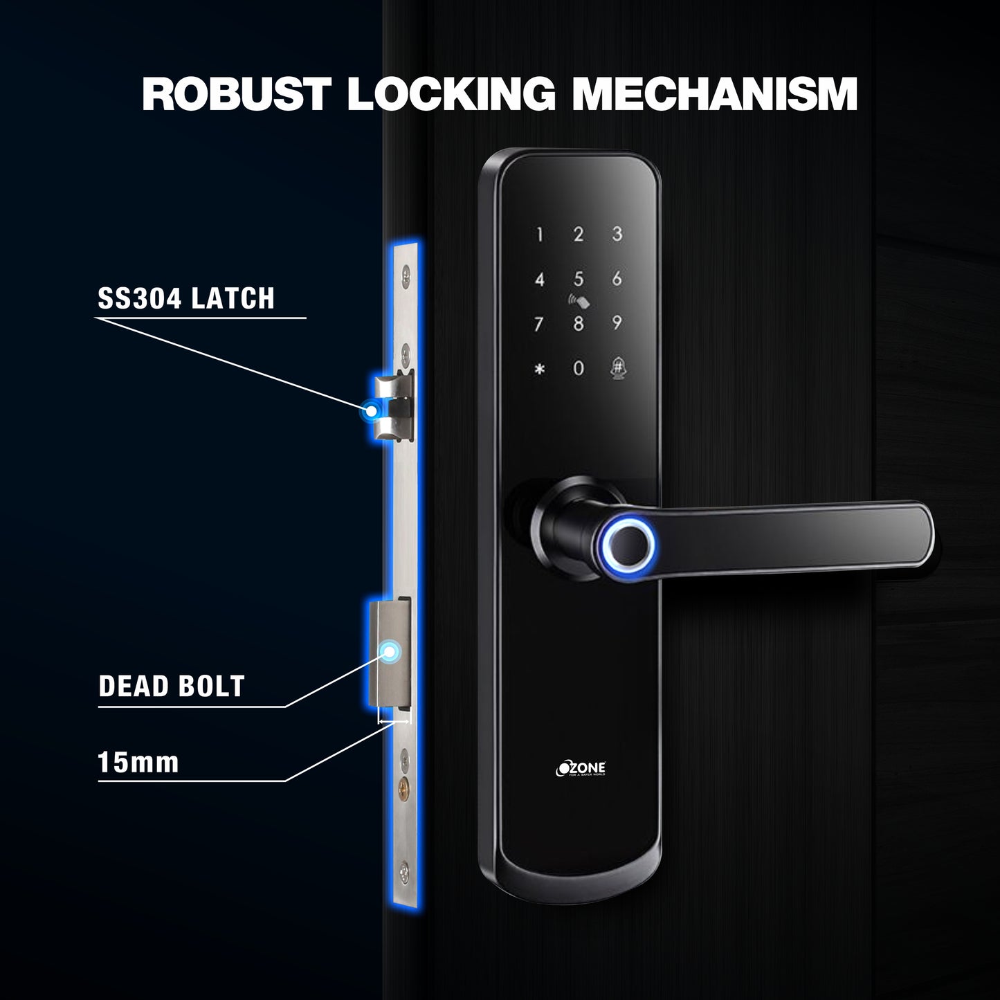 Ozone Morphy Eco Smart Lock with 4-way access | Door Thickness: 35-80 mm