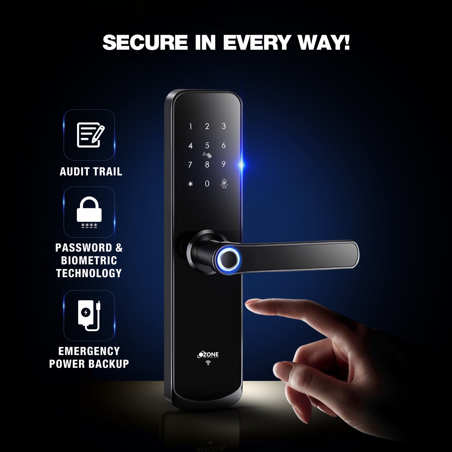 Ozone Morphy Eco Life Smart Lock with 5-way access | Door Thickness: 35-80 mm