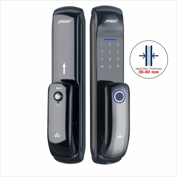 Ozone Speedy Uniq Smart Door Lock with 5-way Access | For External Wooden and Metal Doors | Ideal Door Thickness: 35-80 mm (Black)