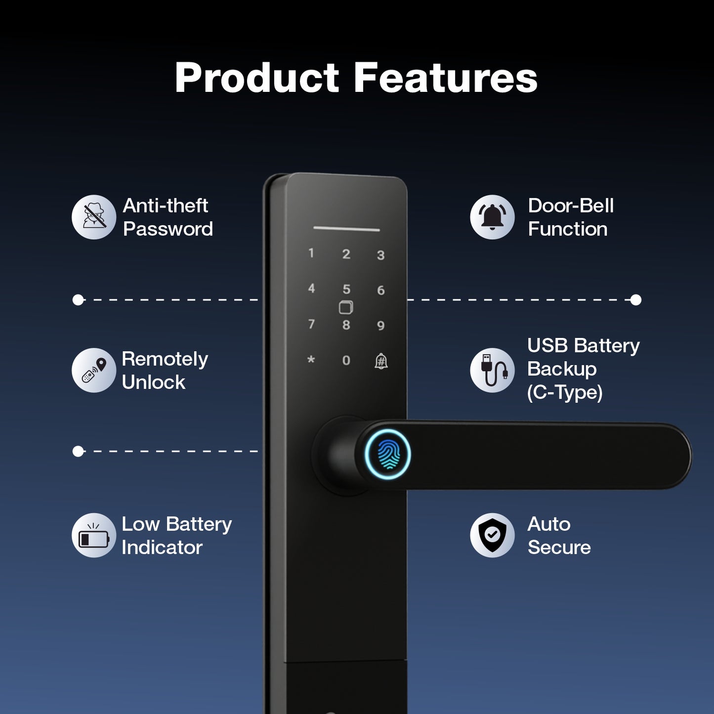 Ozone Morphy Life Lite 6 Wi-Fi Smart Door Lock with 4-way access | Door Thickness: 30-50 mm