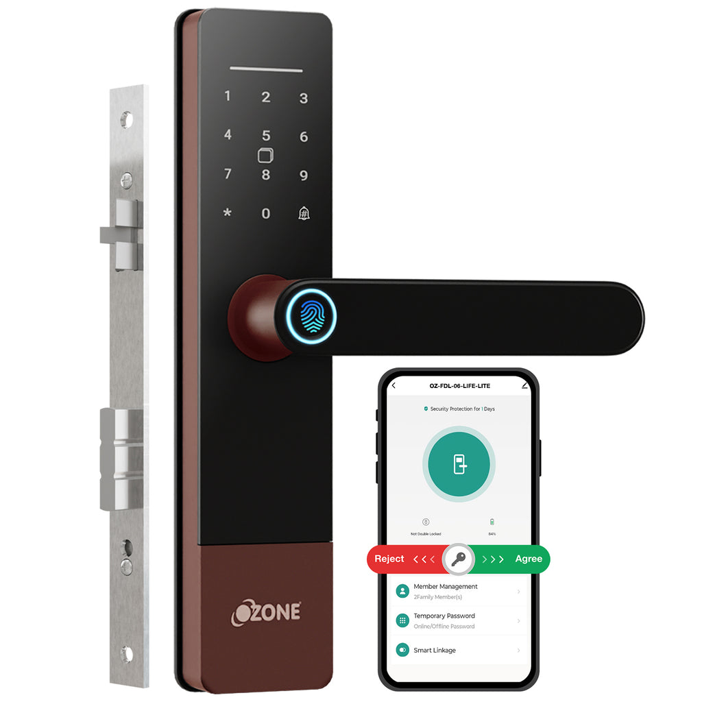 Ozone Morphy Life Lite 6 Wi-Fi Smart Door Lock with 4-way access | Door Thickness: 30-50 mm (Antique Copper)