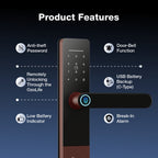 Ozone Morphy Life Lite 6 Wi-Fi Smart Door Lock with 4-way access | Door Thickness: 30-50 mm (Antique Copper)