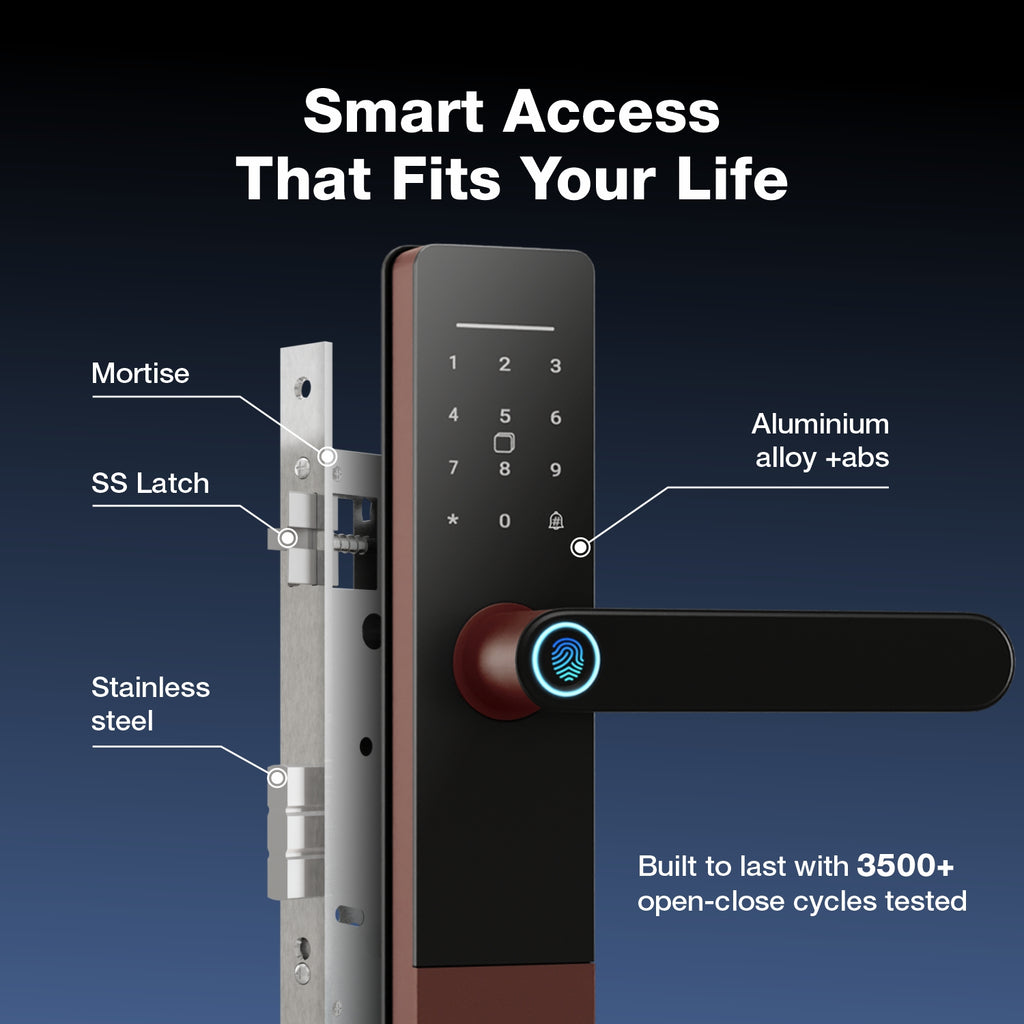 Ozone Morphy Life Lite 6 Wi-Fi Smart Door Lock with 4-way access | Door Thickness: 30-50 mm (Antique Copper)
