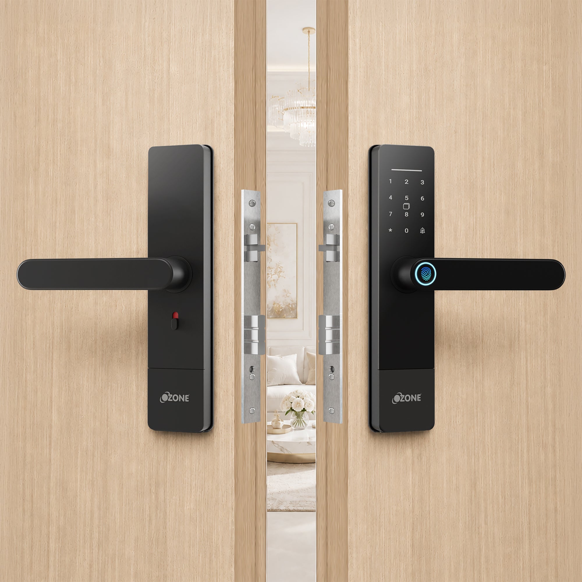 Ozone Morphy Life Lite 6 Wi-Fi Smart Door Lock with 4-way access | Door Thickness: 30-50 mm (Black)