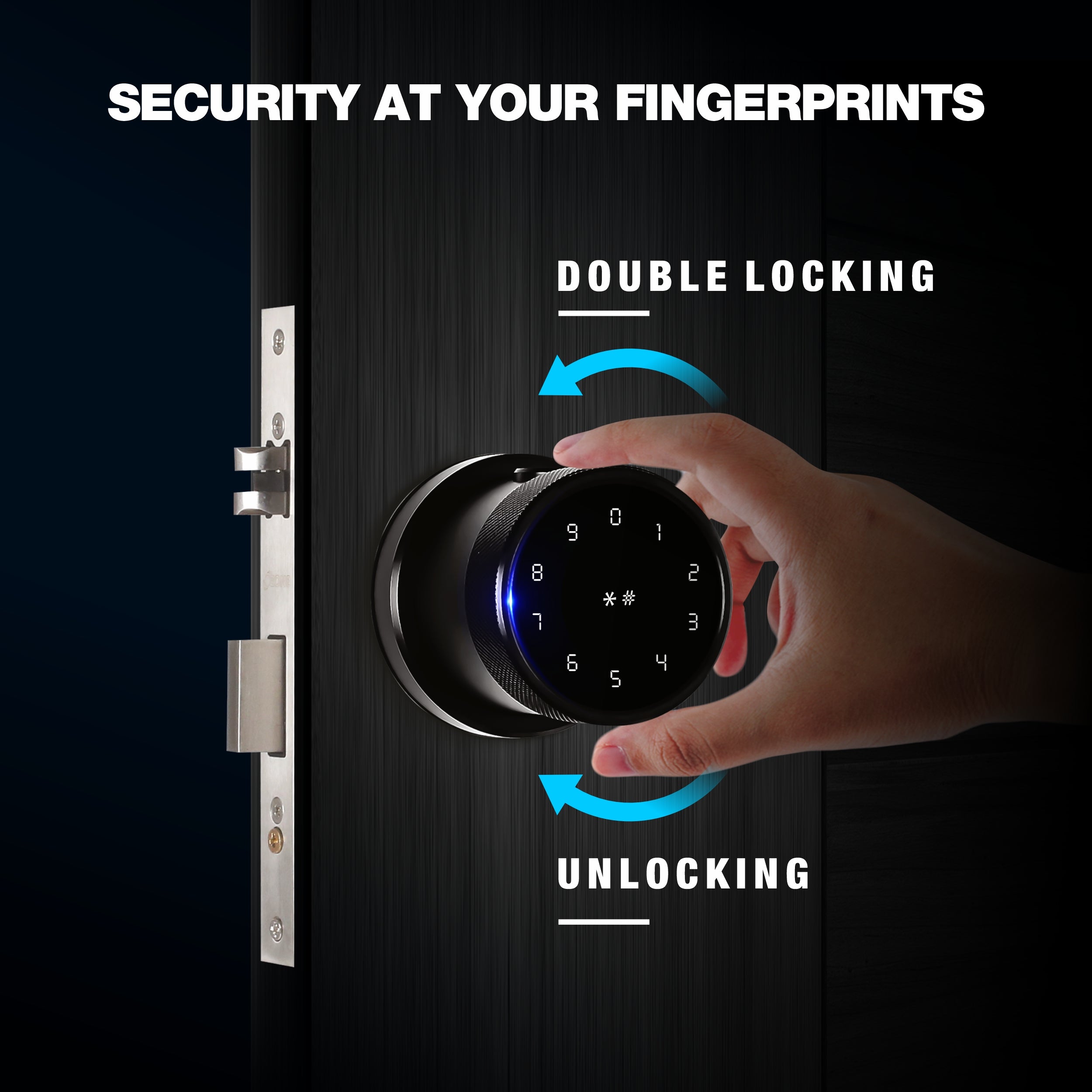 Ozone Oracle Bluetooth Smart Door Lock with 4-way access | Door Thickness: 35-65 mm (Black)